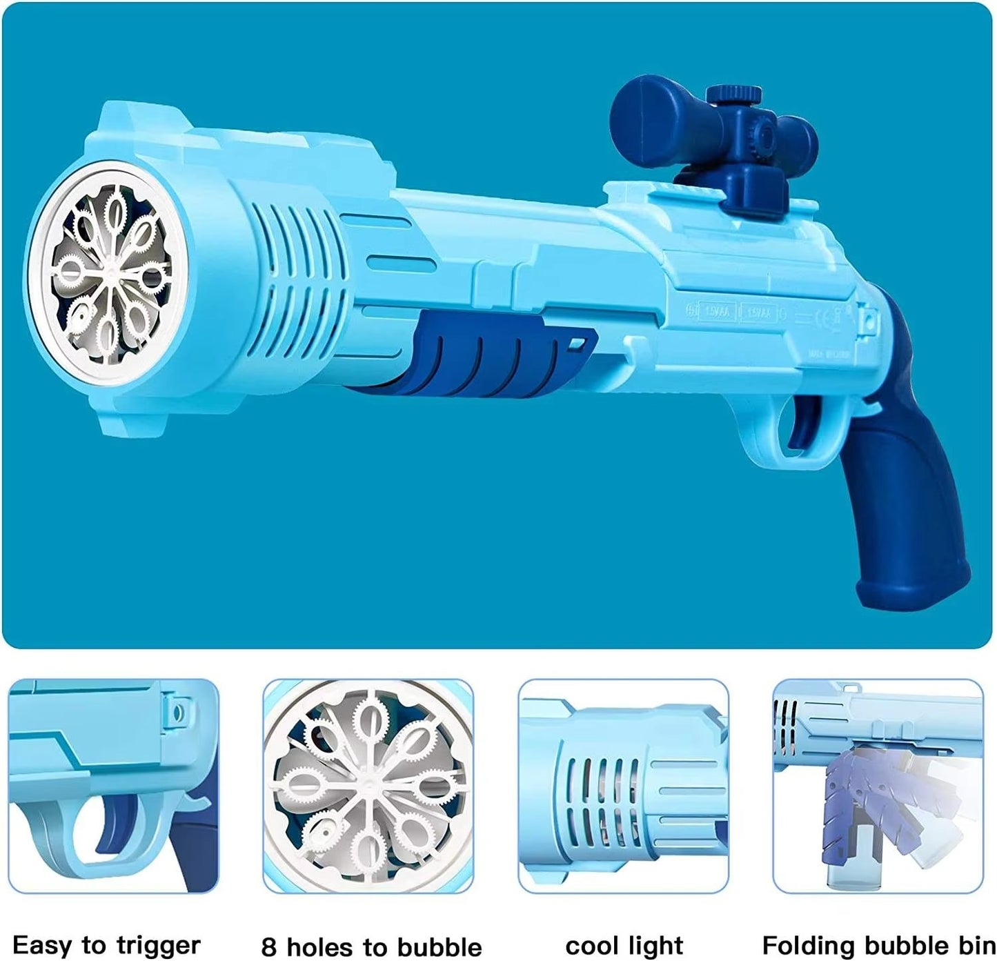 Fold Bubble Gun with Lights & Music