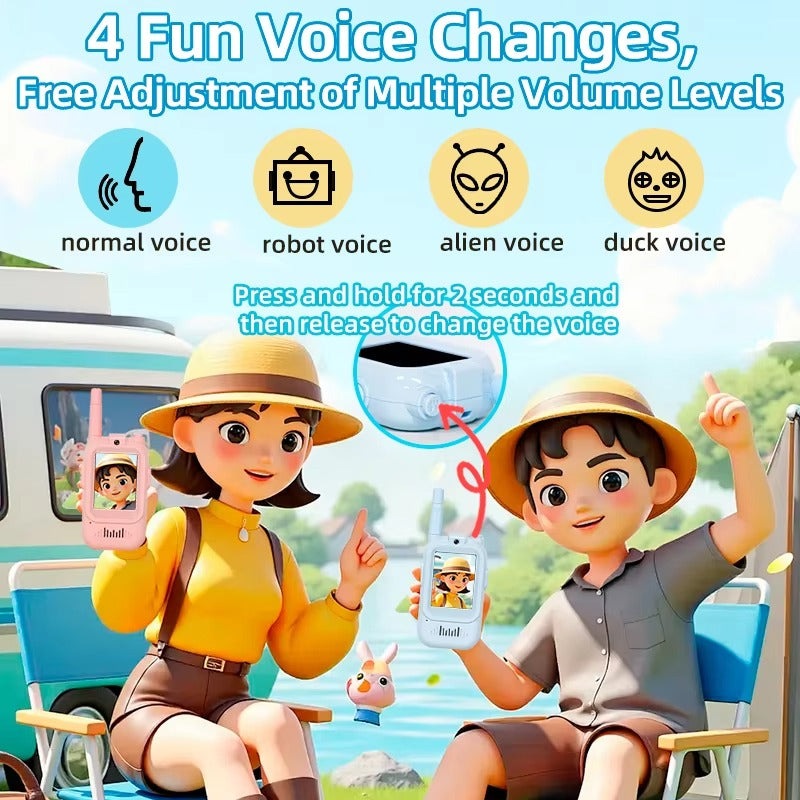 Kids Video Walkie Talkie with Camera & Screen | Rechargeable Two-Way Voice Intercom Toy for Children