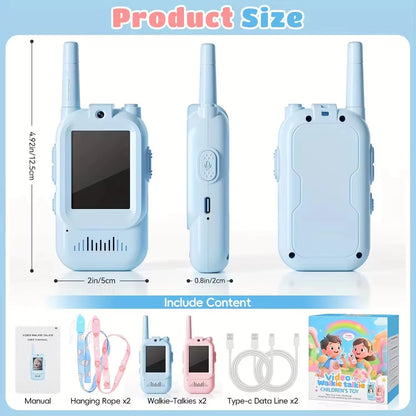 Kids Video Walkie Talkie with Camera & Screen | Rechargeable Two-Way Voice Intercom Toy for Children