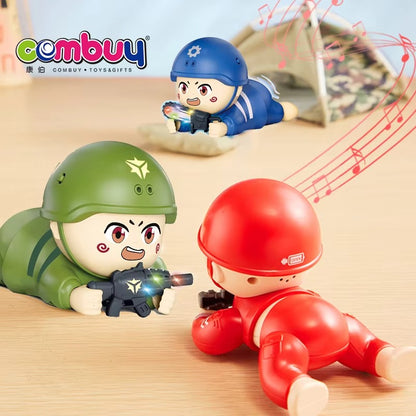 Military Crawling Soldier Toy with Lights & Sound